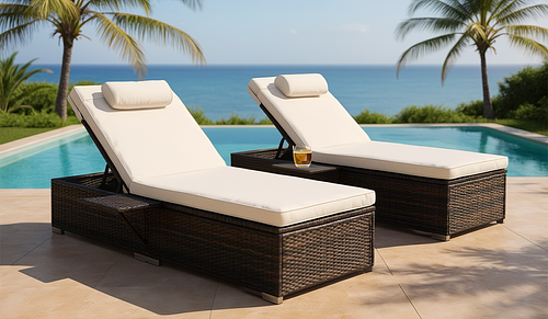 Weston Wicker Sun Loungers - Set of 2 #24