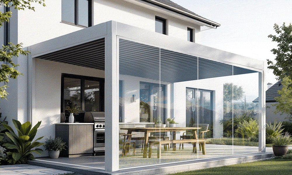 Luxe Louvre Frameless Glass Sliding Doors- Wall-Mounted FRONT - 2 Sizes #214