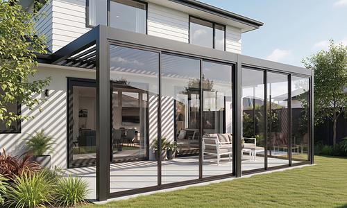 Luxe Louvre Framed Sliding Glass Doors - Wall-Mounted FRONT - 2 Sizes #367