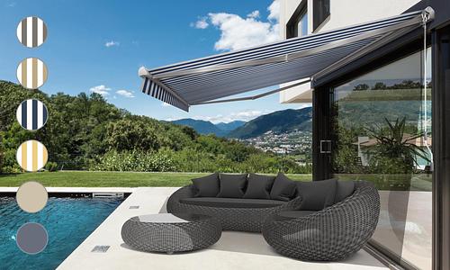 Retractable Awning 4m x 2.5m - Blue & White Stripes #133