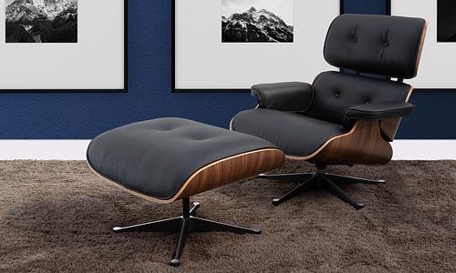 Premium Replica Eames Lounge Chair & Ottoman - Black/Walnut #477