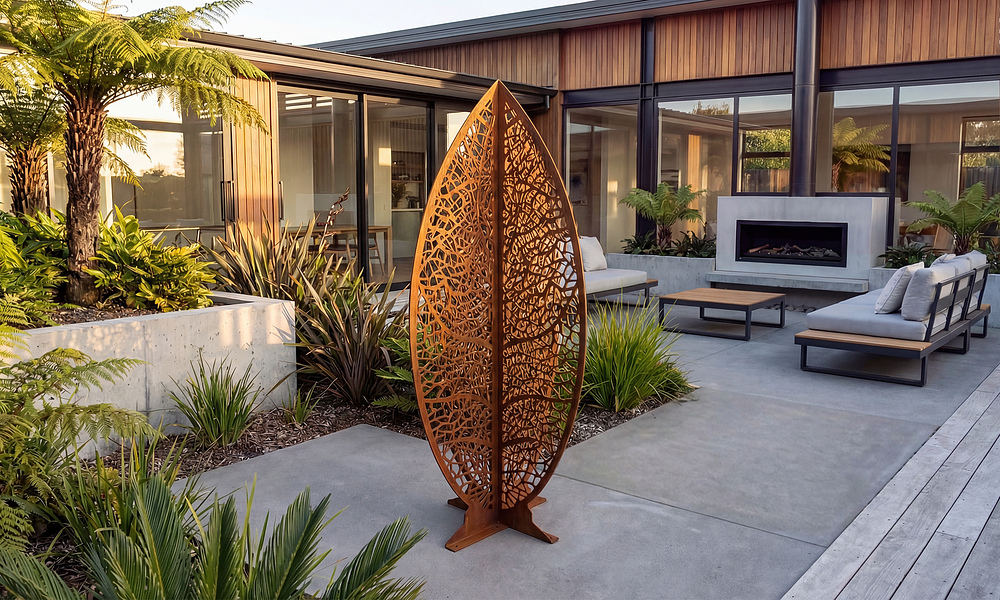 3D Corten Leaf Sculpture - 1.5m #3