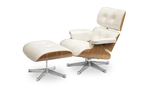 Premium Replica Eames Lounge Chair & Ottoman - White/Blonde #480