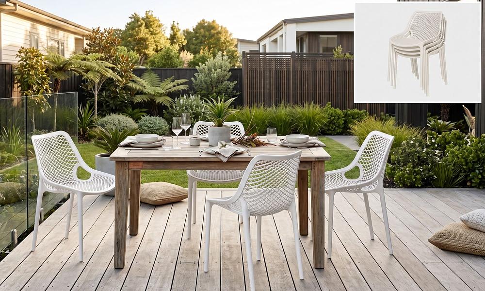 Alo Armless Outdoor Chair - White, Set of 4 #138