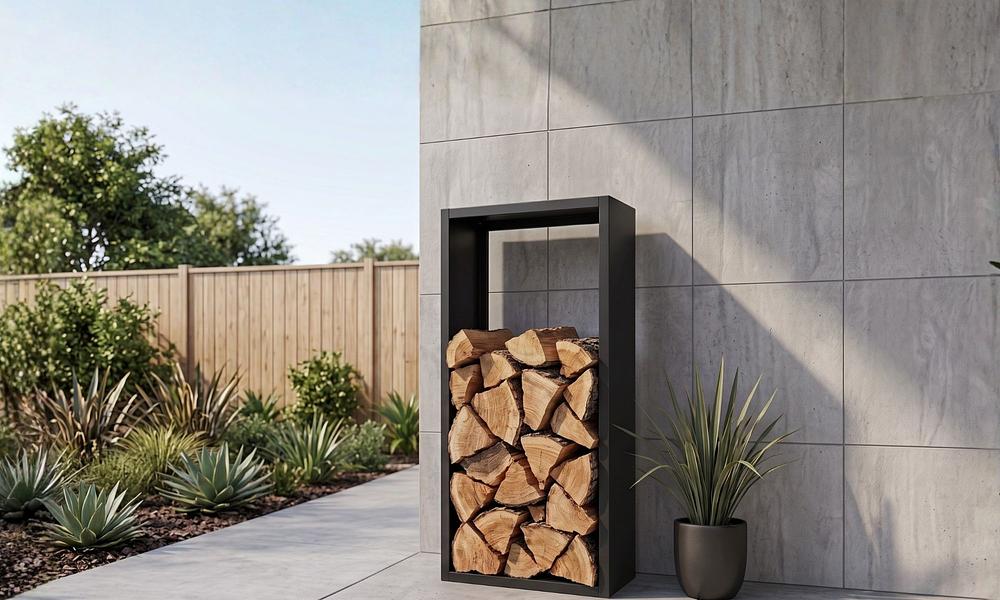 Rectangular Black Steel Wood Box - 1.2m #155