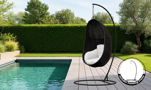 Hanoi Hanging Egg Chair with Stand - Black #91