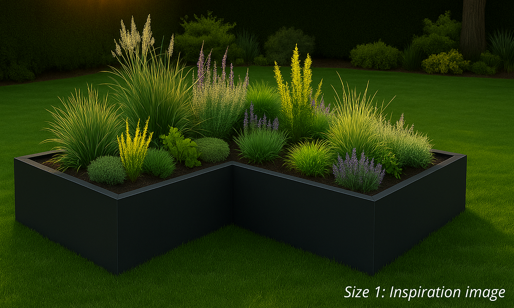 Vendura L Shaped Black Steel Garden Beds - 5 Sizes #39