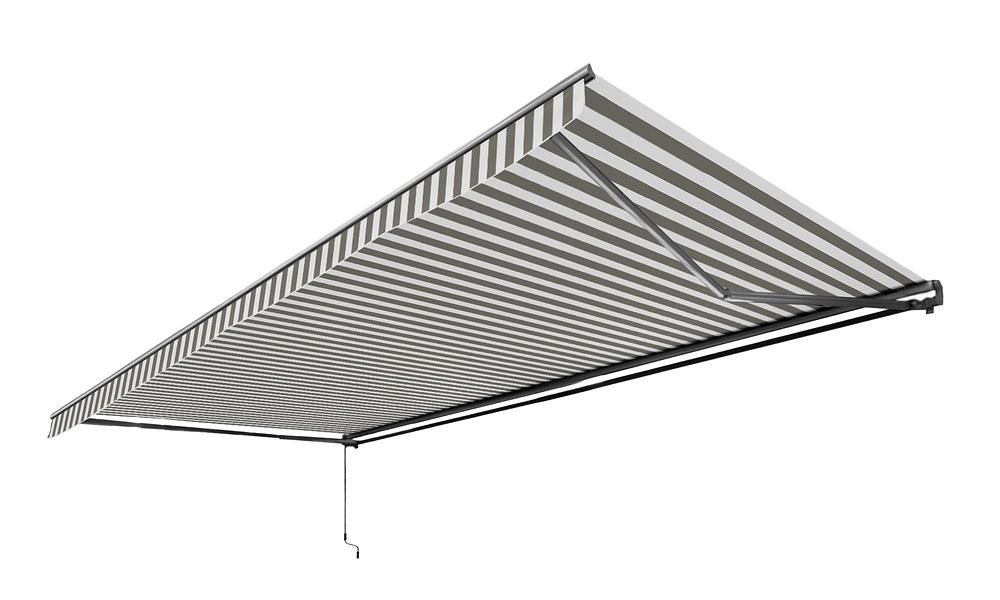 Retractable Awning 5m x 3m - Grey & White Stripe #121