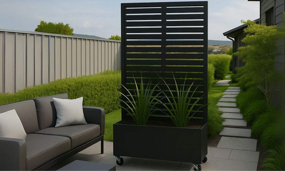 Raised Garden Planter with Trellis - Black 90cm #81