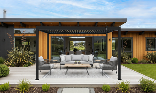 Elements 3m x 4m Freestanding Pergola - Black #74