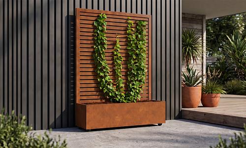 Raised Corten Garden Planter with Trellis - 2 Sizes #96