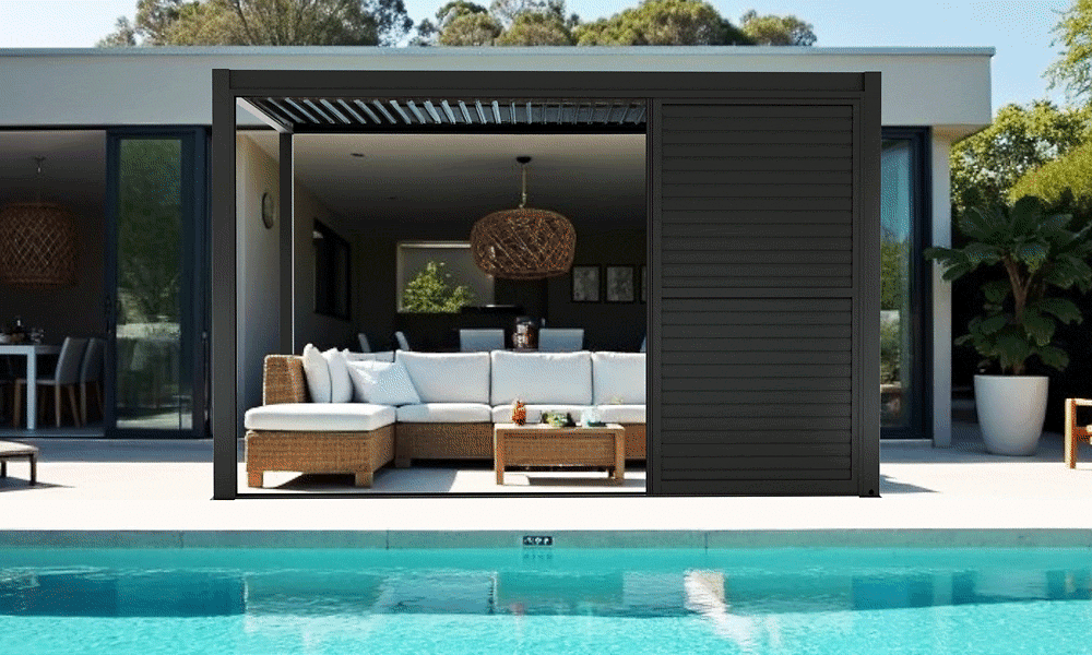 Aluminium Louvre Sliding Doors 3m or 4m - Core Pergola Range #378