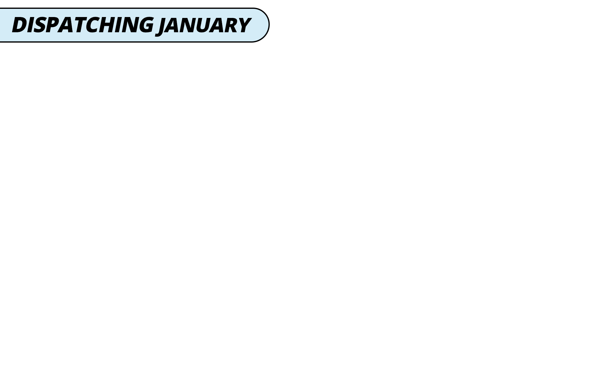 <p><b>Dispatching January! </b></p>