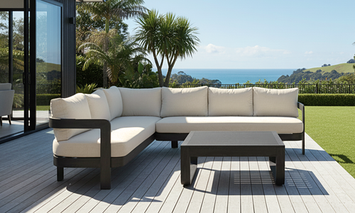 Dalton Corner Aluminium Sofa Set - Black #2