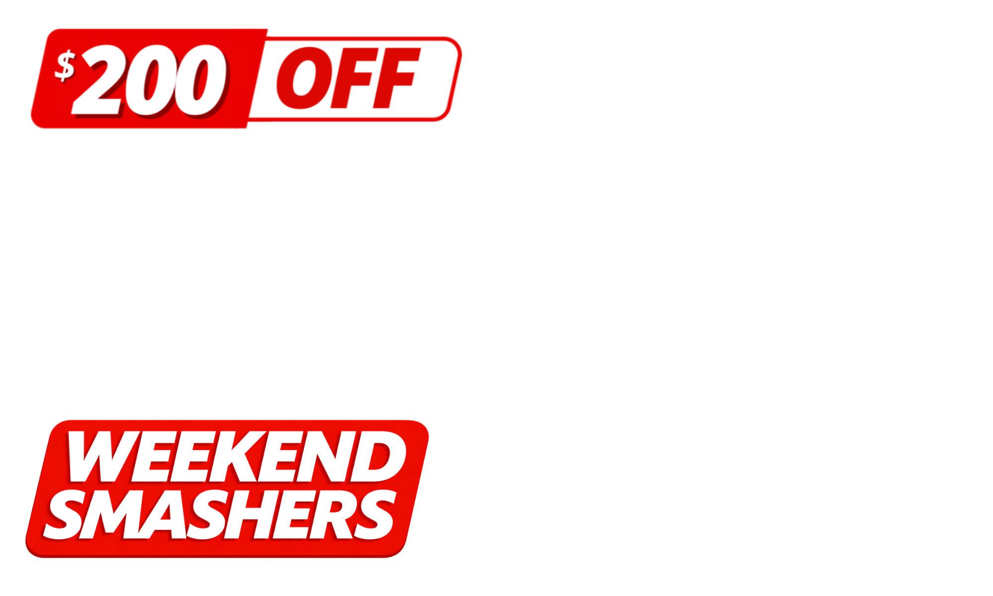 <span><b>WEEKEND SMASHERS!</b></span><span> </span>Start the weekend off with savings across hanging chairs, nightstands &amp; more. <em>T&amp;Cs apply.</em>
