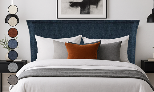 Delphine French Seam Headboard - SK, Indigo Blue #125