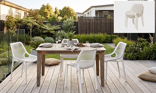 Alo Armless Outdoor Chair - White, Set of 4 #140