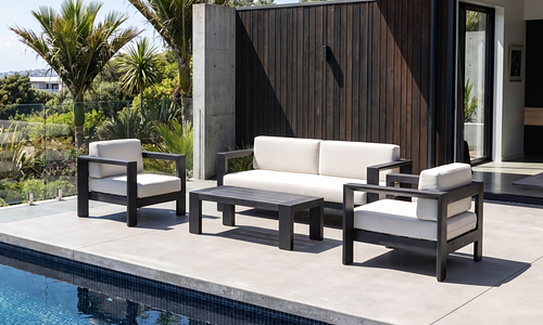 Bravo Outdoor Aluminium Lounge Set - Black Wood #33