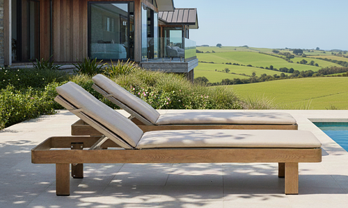 Dalton Aluminium Lounger - Set of 2 Oak #1