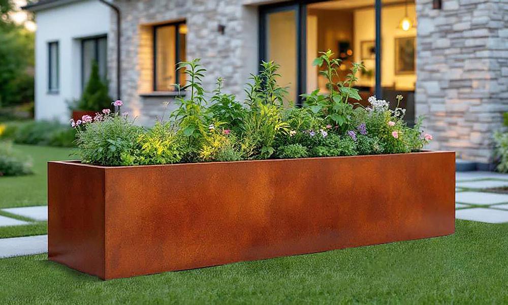 Vendura Corten Rectangle Garden Beds - 200cm #150