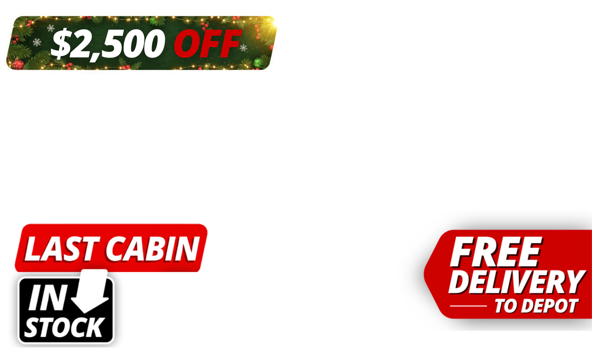 <div><b>🚨 LAST. CABIN. STOCK. 🚨 </b><span>Don’t just deck the halls… deck out your whole backyard. </span><span>Enjoy <b>$2,500 off</b> and <b>FREE delivery to depot. </b></span><span>Treat yourself this Christmas 🎁✨</span></div>