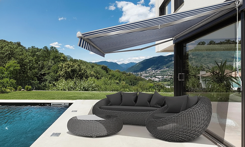 Retractable Awning 4m x 2.5m - Blue & White Stripe #175