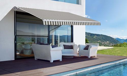 Retractable Awning 3m x 2.5m - Grey & White Stripe #222