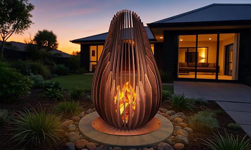 Corten Droplet Fireplace #1