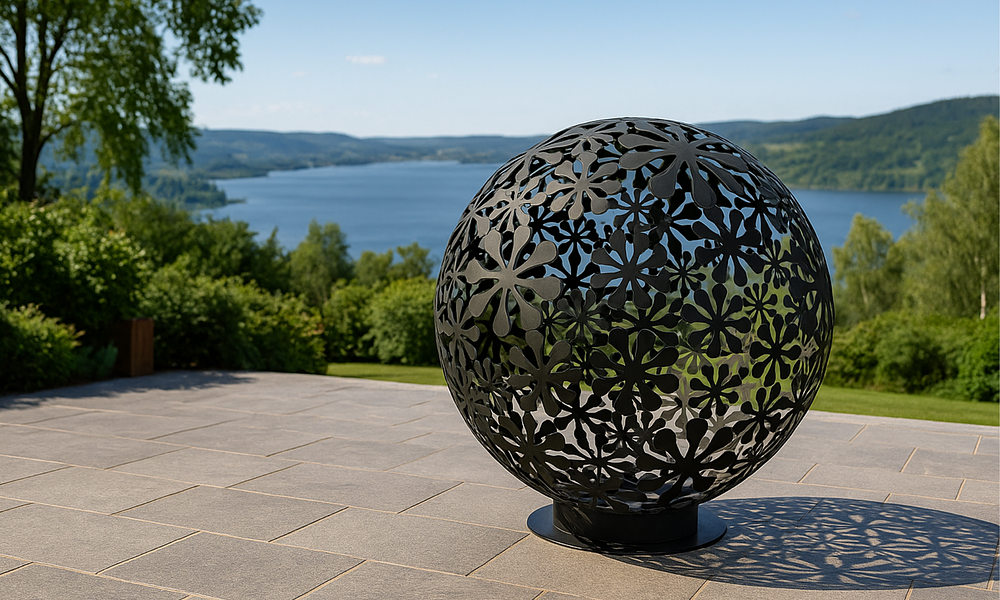Daisy Black Steel Solar Sphere - 3 Sizes #108